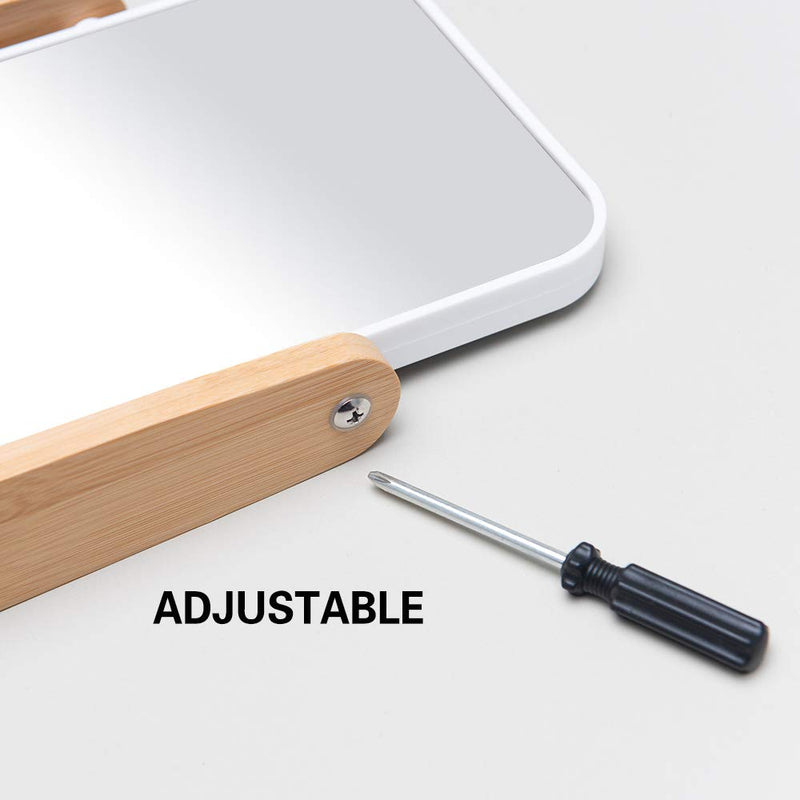 [Australia] - YEAKE Vanity Makeup Mirror with Natural Bamboo Stand,8 Inch 1X/3X Magnification Double Sided 360 Degree Swivel Magnifying Mirror,Portable Table Desk Countertop Mirror Bathroom Shaving Make Up Mirror 7.2"L x 6"W(rectangle) 