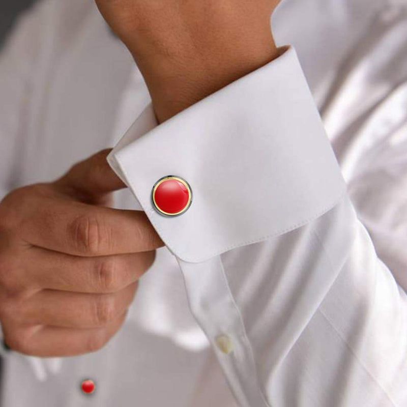 [Australia] - HAWSON Cuff Links Tuxedo Studs Set for Men - Best Gifts for Wedding, Formal Events Red enamel 