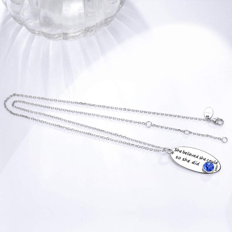 [Australia] - October Birthstone Pink Tourmaline Necklace Birthday Gifts Teen Girls She Believe She Could so She Did Sterling Silver Blue Sapphire Jewelry She Believe She Could so She Did Blue Sapphire Necklace 