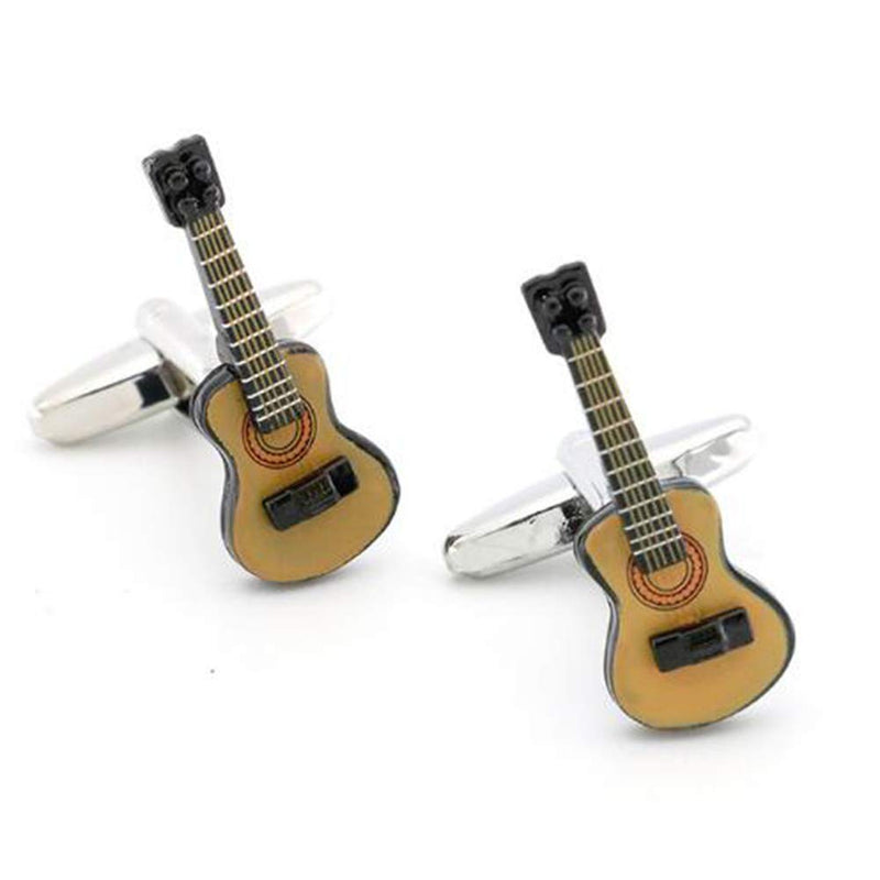 [Australia] - Guitar Cufflinks Electric Guitar Brown Black Cuff Links 