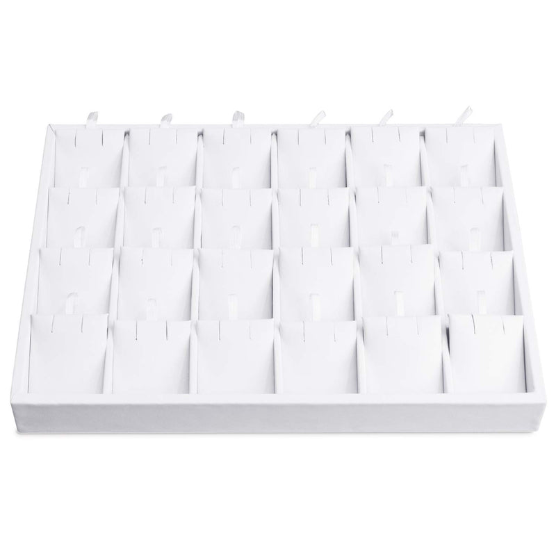 [Australia] - Mooca Premium White Leatherette Horizontal Earring Cards Display Tray with 24 Earring Cards, Showcase Display for Earring& Pendant Collection, 10 1/4" W x 7 1/2" D x 1" H Earring (24) 