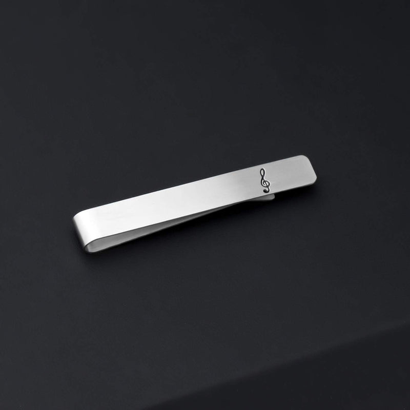 [Australia] - BEKECH Musician Tie Clip Gift Musical Note Engraved Tie Clip Jewelry Gift for Music Lovers Music Teacher Musician Father Husband from Daughter Wife silver 