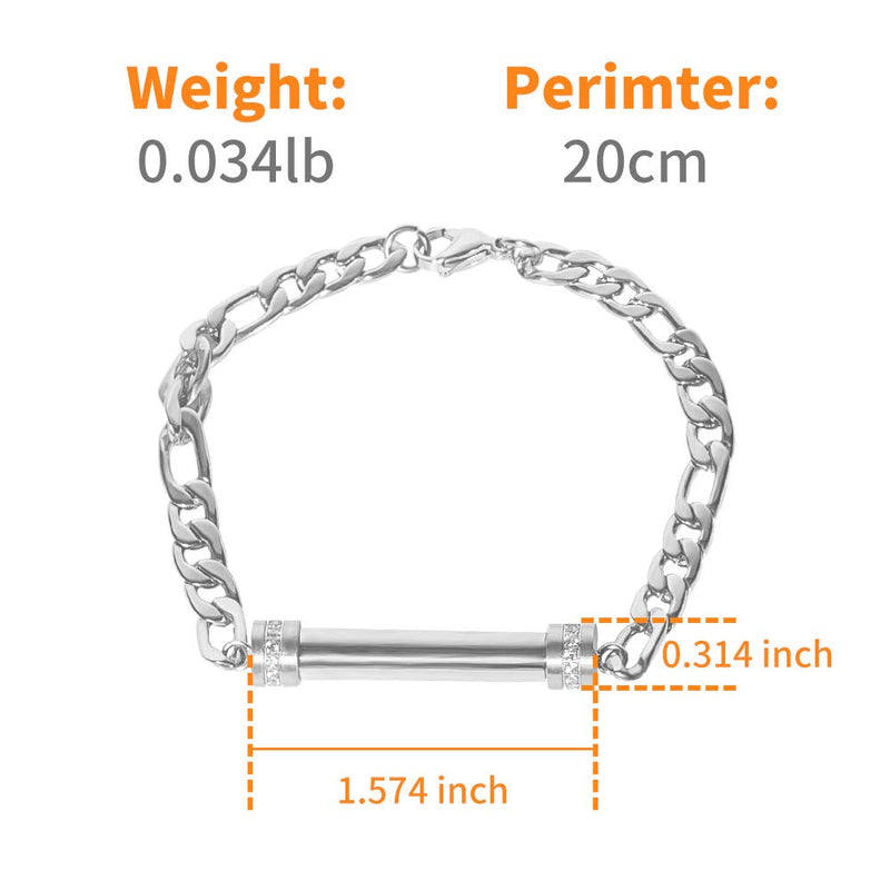 [Australia] - LYFML Cylinder Cremation Jewelry Bracelet for Ashes, Memorial Urn Ashes Holder Bangle Made of 316L Stainless Steel, Inlaid with Crystals Come with Free Fill Kit Support for Customization 