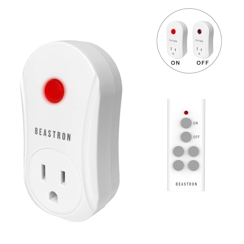 [Australia] - Beastron Upgraded Remote Controlled Outlet (1 Pack with 1 Remote),Expandable Remote Light Switch Kit, Wireless On Off Power Switch, 100ft RF Range, Compact Design, White 1 pack 
