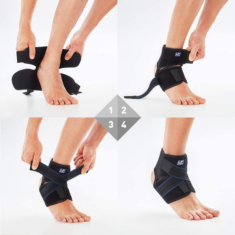 [Australia] - LP SUPPORT 757CA Extreme Ankle Support Brace Wrap - Support and Compression for Weak or Injured Ankles - Hook and Loop Closure (Black - Free size) 