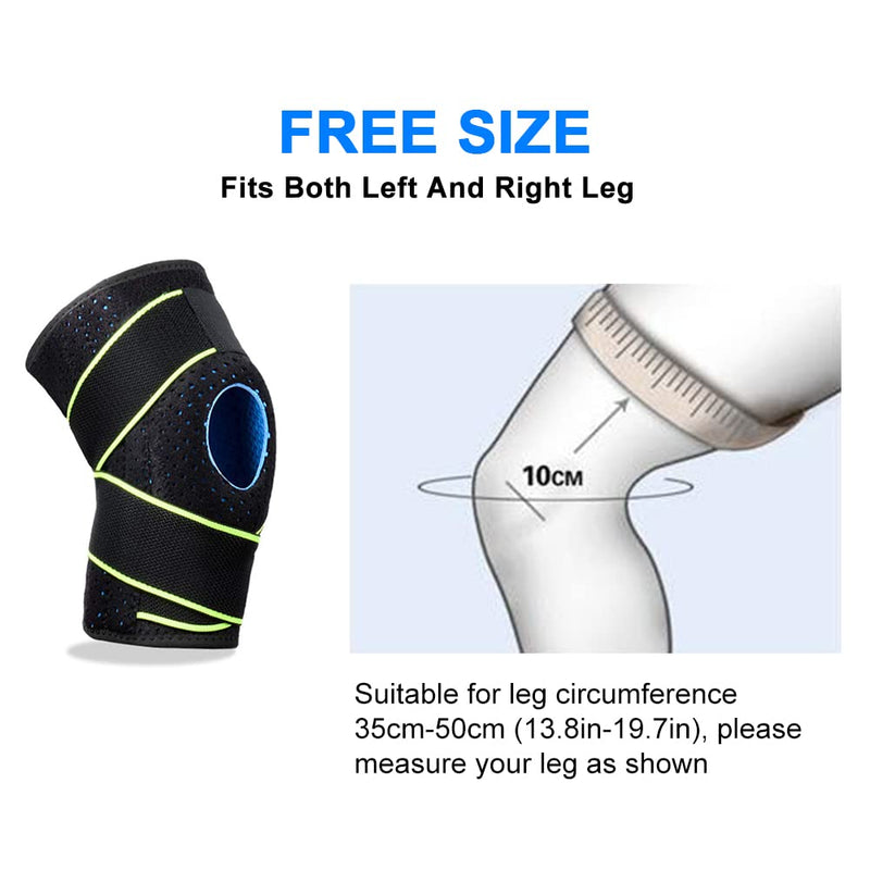 [Australia] - SupreGear Knee Brace, Adjustable Universal Knee Brace Patella Stabilizer Knee Pain Relief Patella Stabilizing Dual Compression Knee Sleeves with Hook Loop for Running Jumping Basketball Tennis, Green 