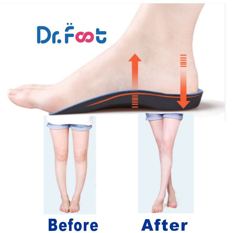[Australia] - Dr. Foot's 3/4 Length Orthotics Insoles - Best Insoles for Corrects Over-Pronation, Fallen Arches, Fat Feet - Plantar Fasciitis, Heel Spurs and Other Foot Conditions -1 Pair(L - W11-12.5 | M9.5-11) Large (Pack of 1) Blue + Black 