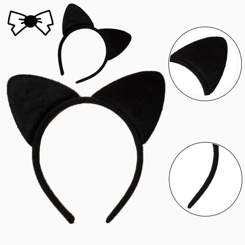 [Australia] - 4Pcs Black Soft Fabric Cat Ears Headband Cosplay Black Cat Ears for Cosplay Anime Holiday Events Fancy Dress Dance Recitals 