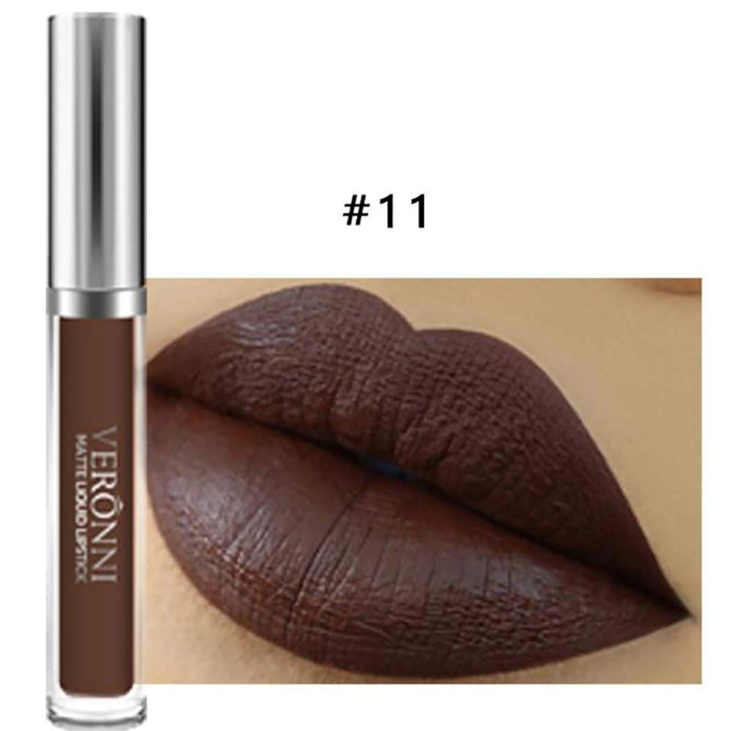 [Australia] - Kisshine Matte Liquid Lipstick Long Lasting Waterproof Colourful Lip Gloss Cosmetics Makeup Gift for Women and Girls Pack of 1 (Brown 11#) Brown 11# 