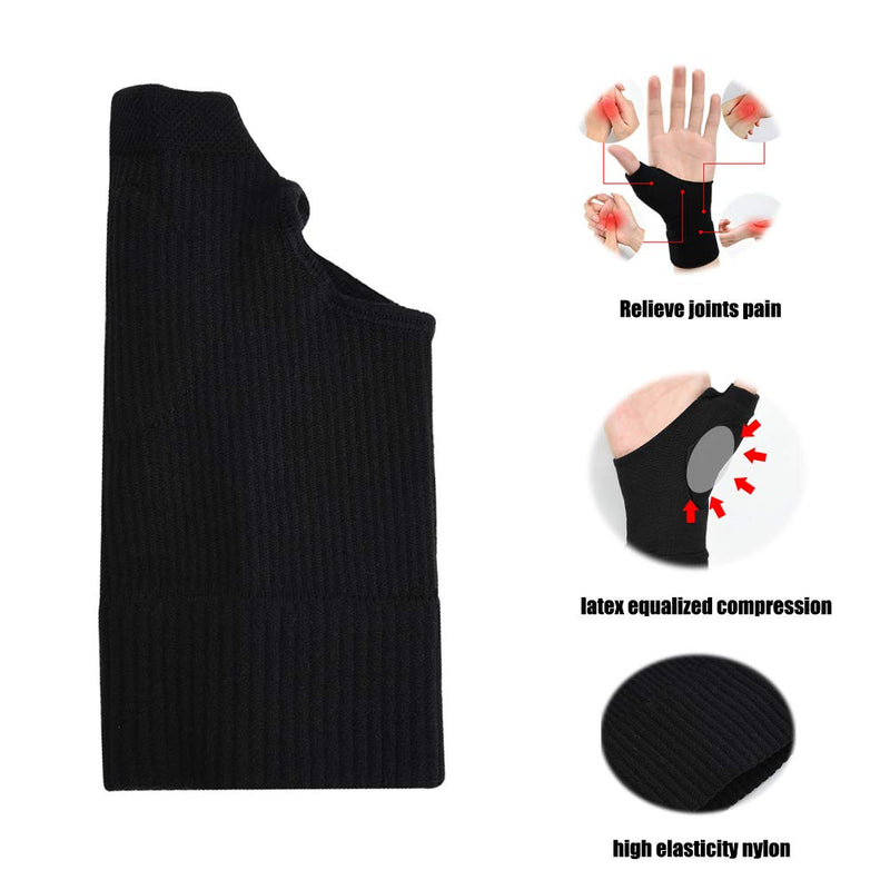 [Australia] - Wrist Thumb Compression Arthritis Gloves(1 Pair),Breathable Wrist Support Brace Fingerless Glove with Gel Thumb Injury Pads,Comfortable Carpal Tunnel Sleeve for Hand Wrist Joint Relieve Pain Black 