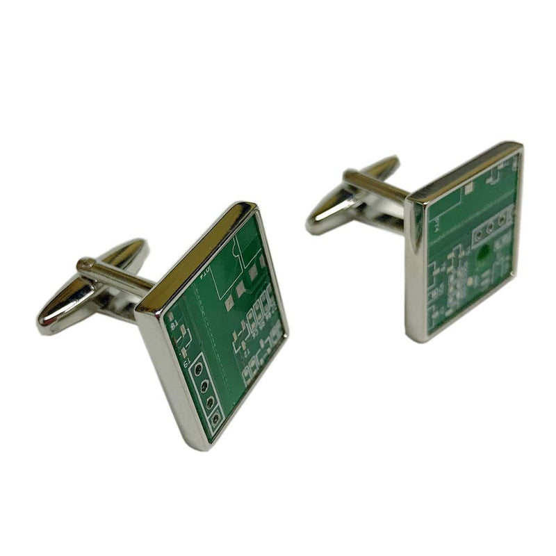 [Australia] - Upcycled Real Circuit Board Pieces Pair Cufflinks Green 