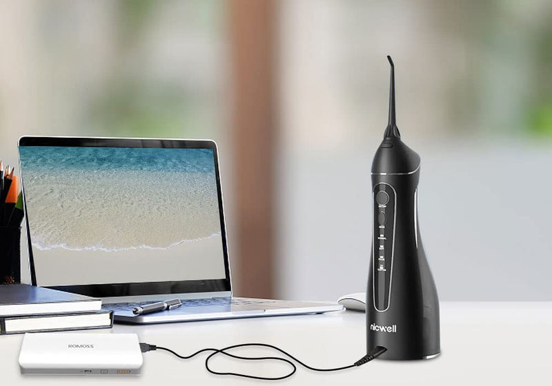 [Australia] - Nicwell Water Flosser Charger Cable for Nicwell Oral Irrigator F5025 Cordless Portable Water Dental Flosser Replacement Power Supply Adapter Cord Black 