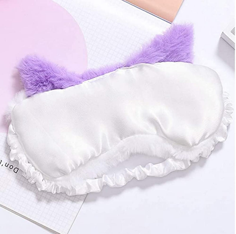 [Australia] - 2 Pcs Cute Sleep Mask, Soft Fluffy Plush Blindfold Funny Novelty Animal Sleep Mask Eyeshade for Kids Girls and Adult Night Nap Travel Meditation (Purple Fox &Panda) 