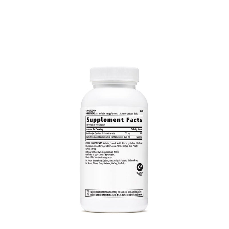 [Australia] - GNC Pantothenic Acid 500mg, 100 Capsules, Supports in Energy Metabolism 