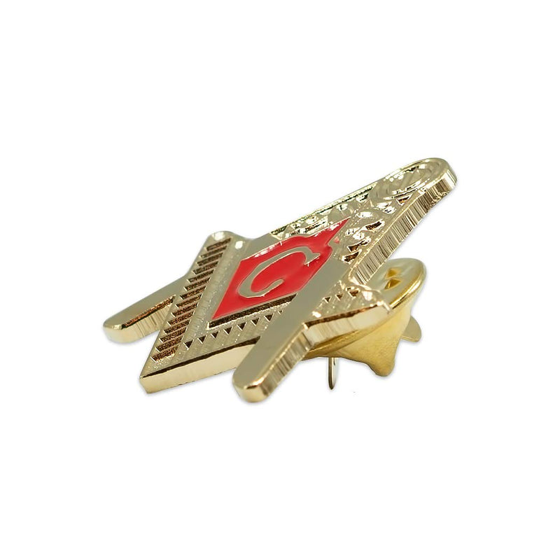 [Australia] - Fellowcraft Square & Compass Masonic Lapel Pin - [Gold & Red][1'' Tall] 