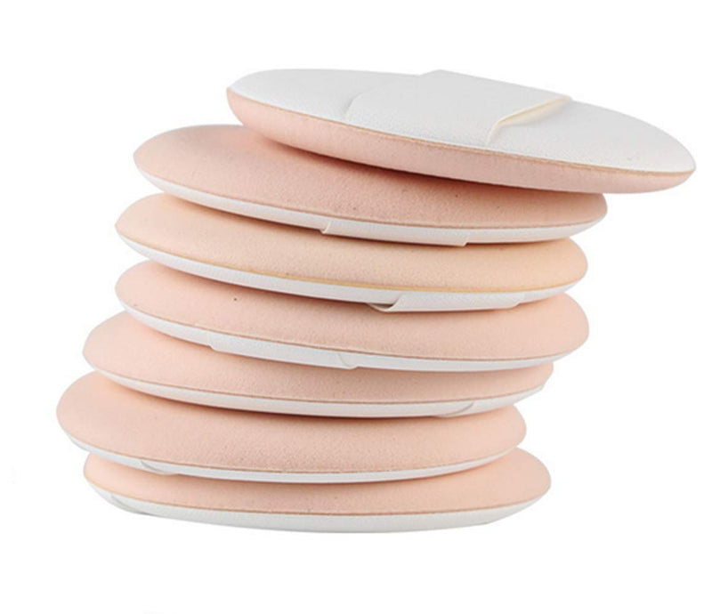 [Australia] - 7Pcs Skin Color 5.5cm/2.2inch Round Shaped Wet and Dry Dual-Use Sponge Air Cushion Foundation Puff with Clear Box Cosmetic Makeup Loose Powder Applicator BB Cream Flutter Painter Blender for Makeup 