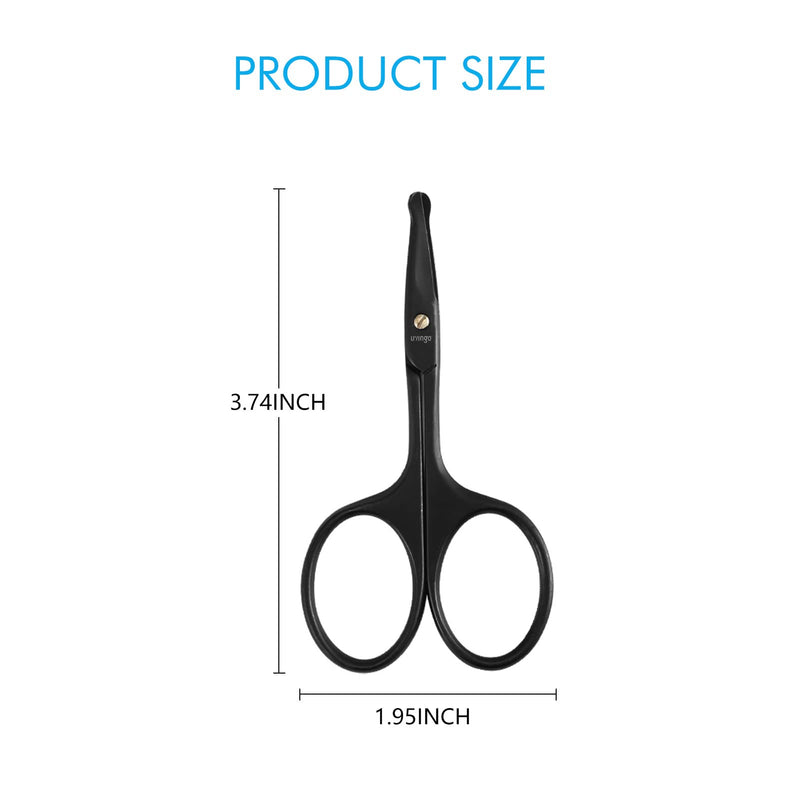 [Australia] - LIVINGO 9CM Premium Nose Hair Scissors, Curved Safety Blades with Rounded Tip for Trimming Small Details Facial Hair, Ear Hair, Eyebrow (Black) Black Curved 