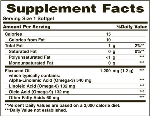[Australia] - Nature's Bounty Flaxseed and Omega 3, Dietary Supplement, Supports Cardiovascular Health, 1200mg, Softgels, 125 Count (Pack of 1) 