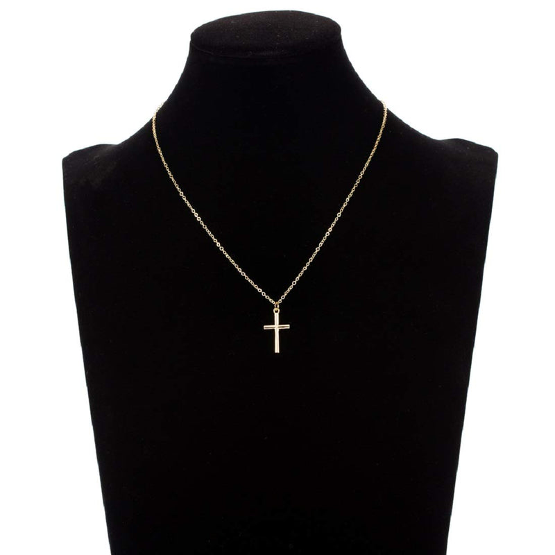 [Australia] - Valloey Cross Pendant Chain Necklace,14K Gold Plated Dainty Cute Lucky Cross Triangle Tiny Pendant Necklaces for Women Men Jewelry Gifts Gold-Cross 