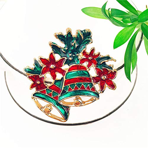 [Australia] - YOUYUZU Green Red Christmas Brooches Austrian Crystal Brooch Pin Xmas Bell 