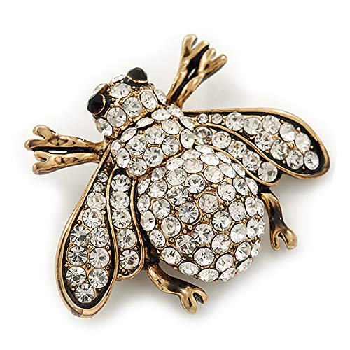 [Australia] - Avalaya Swarovski Crystal Bee Brooch (Burn Gold Metal) - 4.5cm Length 