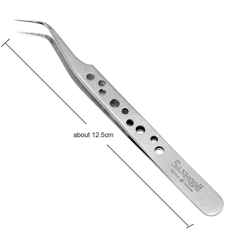 [Australia] - Sanhooii 4-Piece Tweezers Set Anti-Static Stainless Steel Precision ESD Tweezers 2 Straight 2 Curved for Tools for Electronics Jewellery Making Industry Grip Silver 