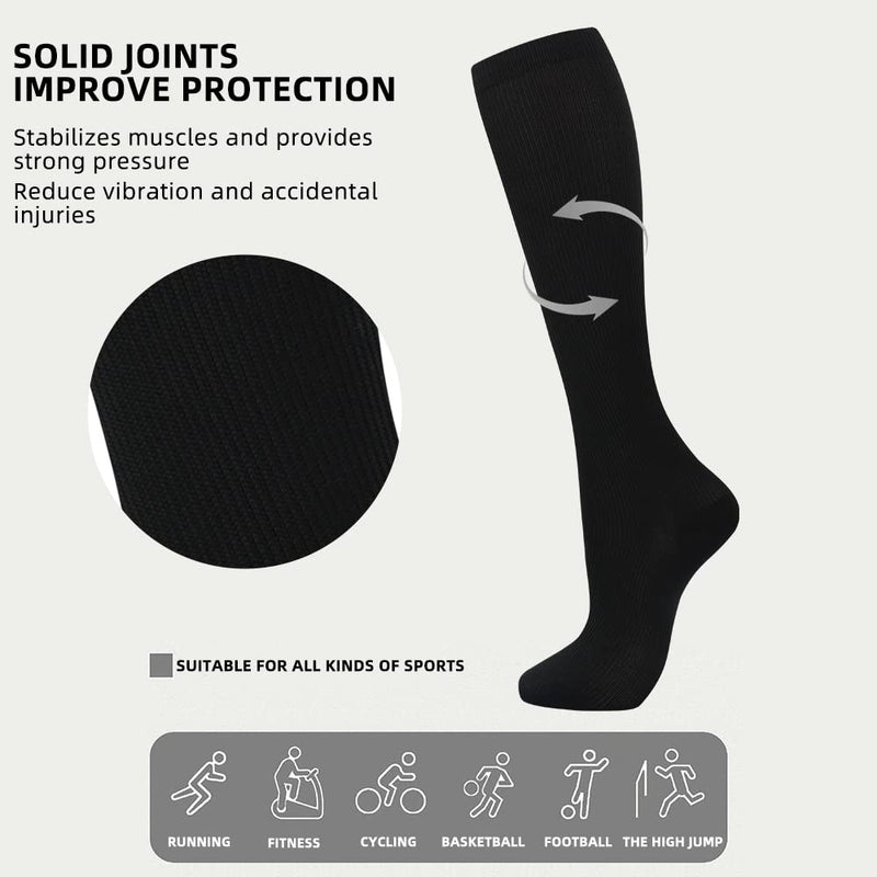 [Australia] - Odtmger Compression Socks（7 Pair for Women & Men Circulation 20-30mmhg Knee High Sock is Best Support for Athletic Running,Cycling S-M Black 