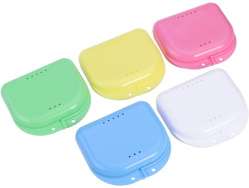 [Australia] - 5pcs Retainer Case Mouth Guard Case Orthodontic Dental Retainer Box Denture Storage Container with Vent Holes 
