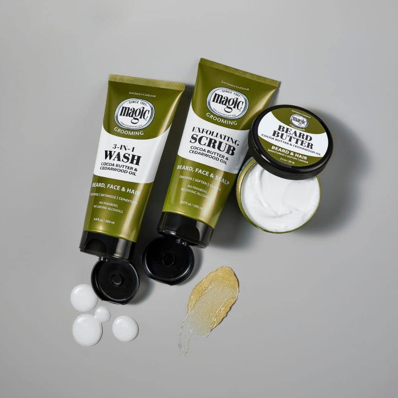 [Australia] - Softsheen-Carson Magic Men's Grooming Beard Butter and Conditioner with Cedarwood Oil and Cocoa Butter, Moisturizing Beard Care with No Drying Alcohol, 3.5 oz 