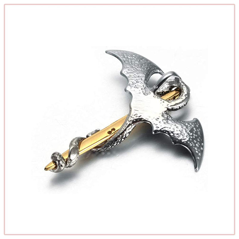 [Australia] - Nsitbbuery Hip Hop Stainless Steel Wings Dragon Tag Pendant 20" Plated 18K Gold Square Box Chain Necklace 