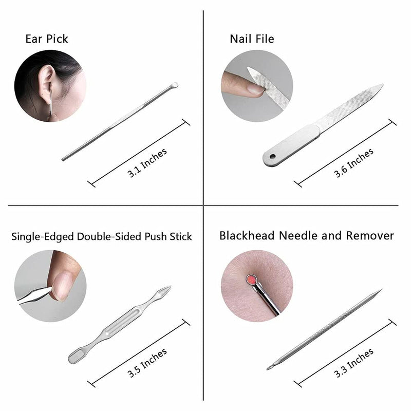 [Australia] - ROHANS 12 Pc Nail Clippers Manicure Set Grooming Kit for Thick Nails Cuticle Remover Toe Nail Toenail Care Cutter Pedicure Travel Tool Kit Set Men Women 