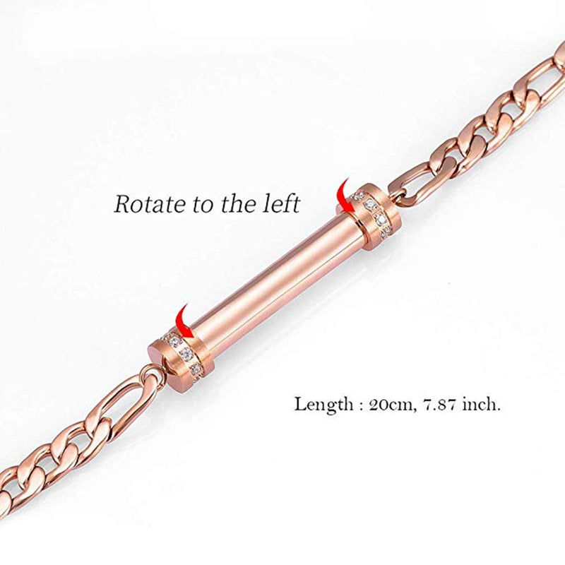 [Australia] - Hearbeingt Memorial Bracelet, Cylinder Cremation Jewelry Urn Bangle for Ashes, Classic Crystal Cremation Keepsake Ashes Holder Made of Stainless Steel with Free Fill Kit Rose Gold 