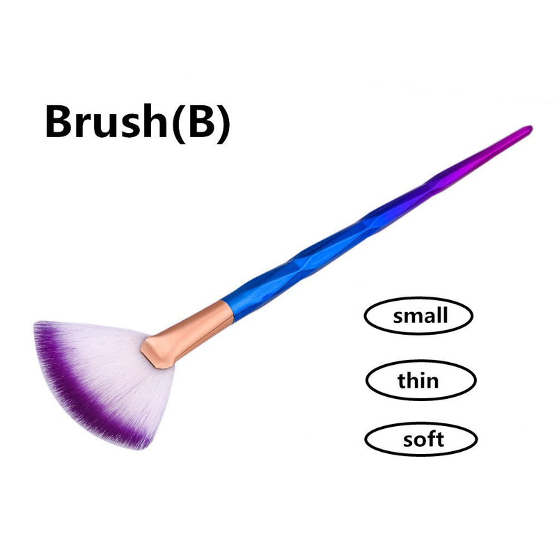 [Australia] - HUIFEN Large Fan Makeup Brush, Portable Slim Professional Apply Perfect For Highlight And Bronzer Cheekbones Brush, 2pcs Together Soft Cosmetic Make Up Tool Foundation Powder Contour Brush (Fan brush) Fan brush 