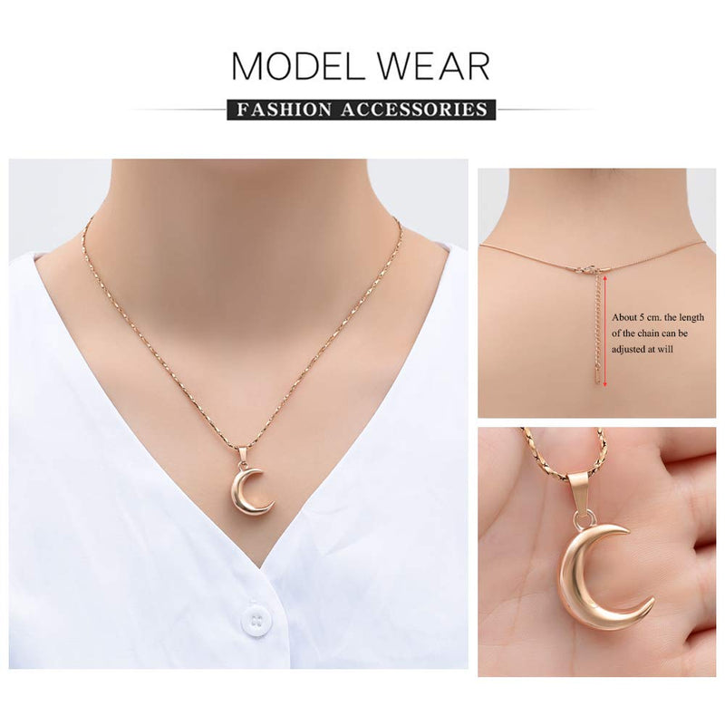 [Australia] - Imrsanl Cremation Jewelry for Ashes Moon Urn Necklace Stainless Steel Memorial Lockets Keepsakes Jewelry for Ashes Pendant - Fill kit Rose Gold 