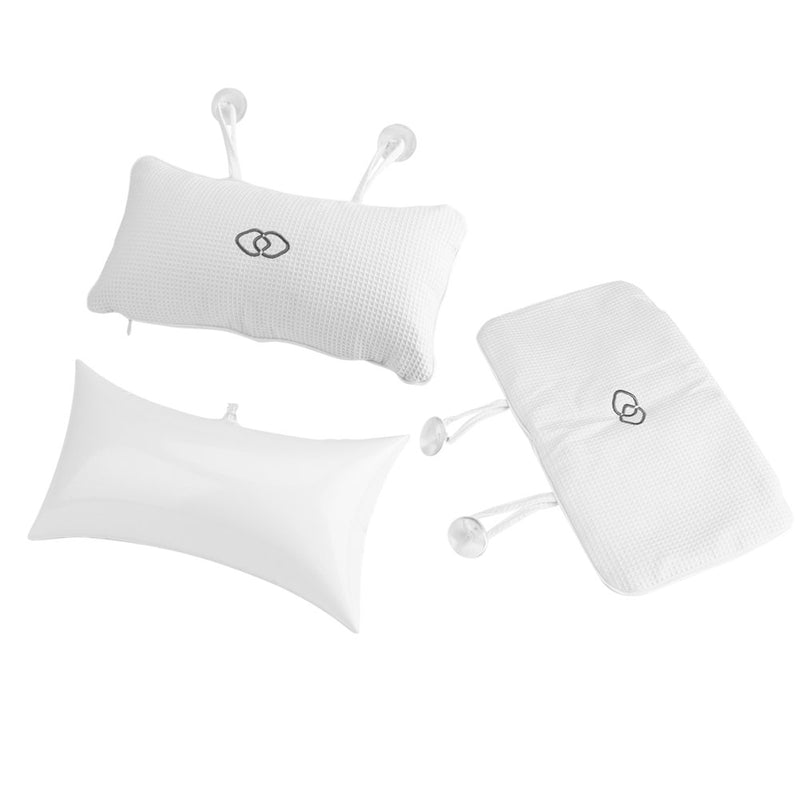 [Australia] - Oumefar Non-Slip Bathtub Spa Pillow Bath Cushion Bath Pillows White with Suction Cups Head Neck Support Bath Neck Pillow for Tub Home Jacuzzi 