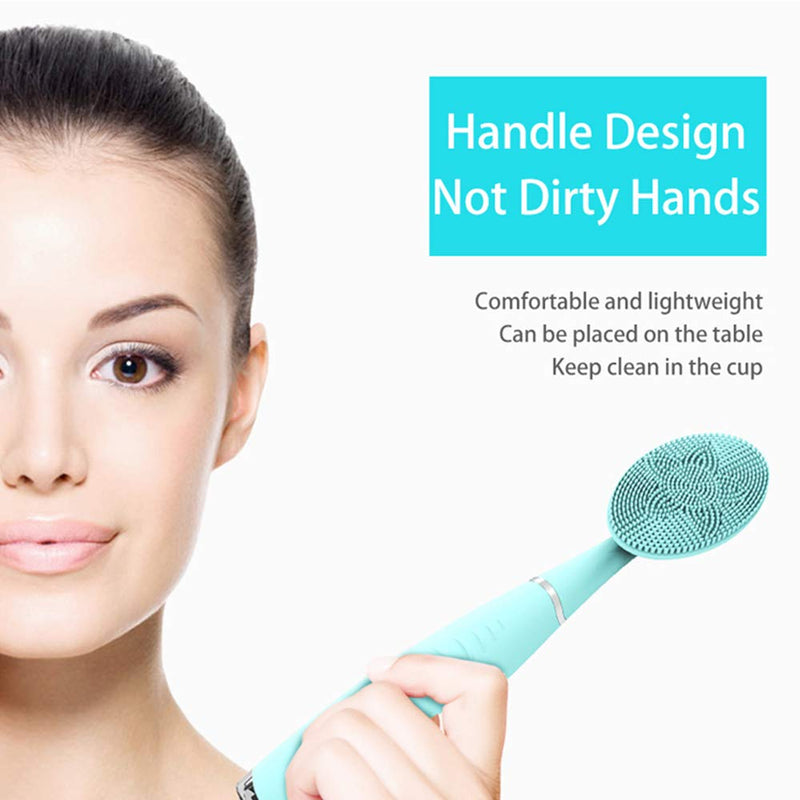 [Australia] - Lyrzzey Sonic Facial Cleansing Brush Waterproof Electric Face Body Scrubber Rechargeable Silicone Brush Gentle Exfoliating, Massaging Portable 5 Modes Blue 