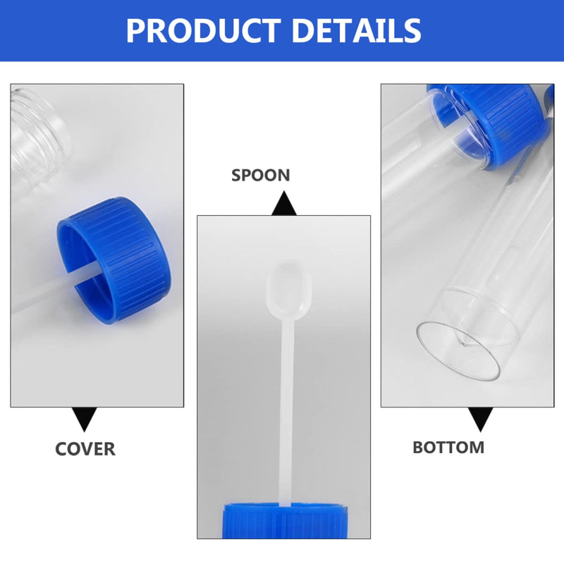 [Australia] - Milisten 10Pcs Stool Specimen Cup Stool Container Test Tubes Sample Specimen Bottle Urine Cup with Spoon Lid for Home Laboratory School Educational (Blue) 