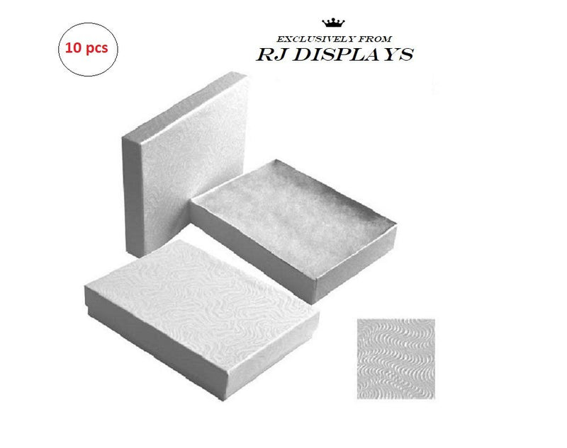 [Australia] - 10 Pack Cotton Filled Elegant White Color Jewelry, Gift and Retail Boxes 5.25 X 3.75 X 1 Inch Size 