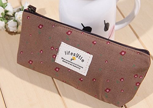 [Australia] - Onwon 4 Pieces Makeup Bag/Travel Cosmetic Pouch Handbag Canvas Countryside Flower Floral Printing Pencil&Pen Cases 