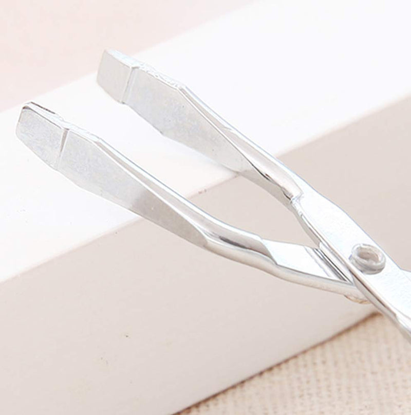 [Australia] - Professional Stainless Steel Eyebrow Scissor Pliers Straight Tip Flat Tweezers Clip Hair Remover Eyebrows Shaped Tool For Lady Women Men 