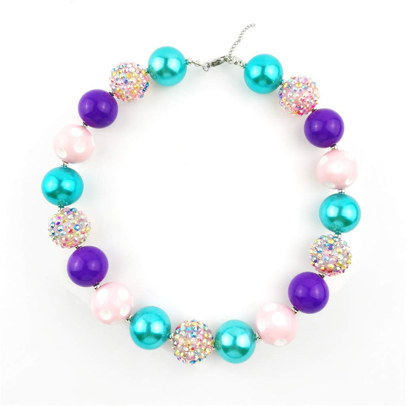 [Australia] - HABILY Chunky Bubblegum Necklace Colorful Fashion Beads and Hairpin with Gift Box for Baby Girls 