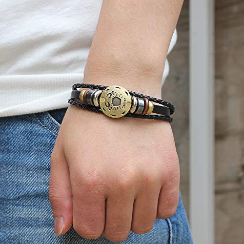 [Australia] - Retro 2pcs Sagittarius Zodiac Bracelet for men 12 Constellation Beaded Hand Woven Leather Bracelets Braided Punk Chain Cuff (Sagittarius)… Aquarius 