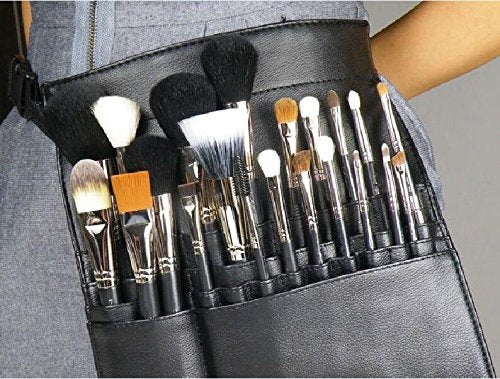 [Australia] - Professional 22 Pockets PU Leather Cosmetic Makeup Brush Bag Case Holder with Belt Strap, Brushes Not Included 