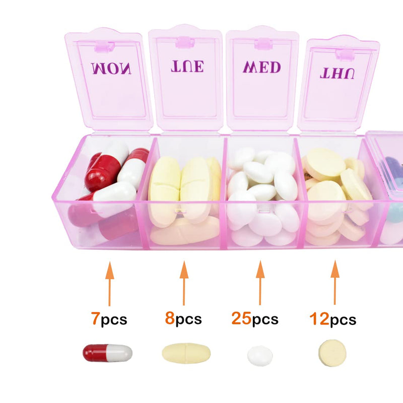 [Australia] - 2 Pcs Pill Box Organiser 7 Day One Time a Day Pill Dispenser Storage Case for Medication Supplements Vitamins and Cod Liver Oil 