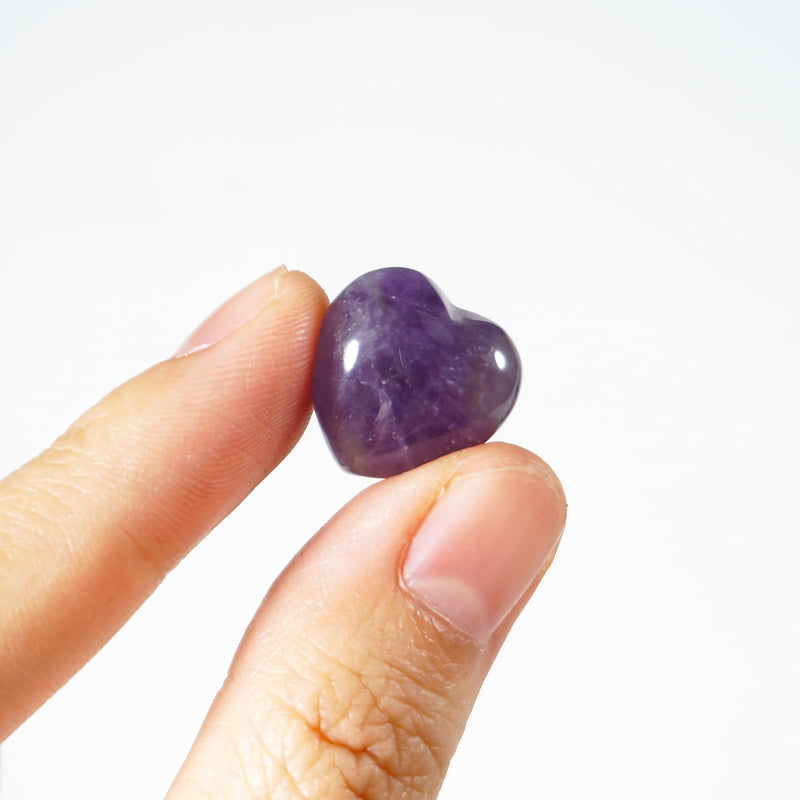 [Australia] - Soulnioi Healing Crystal Natural Amethyst Heart Shape Love Stone Pocket Stone Metatron's Cube Amethyst Round Thumb Plam Stone Disc 