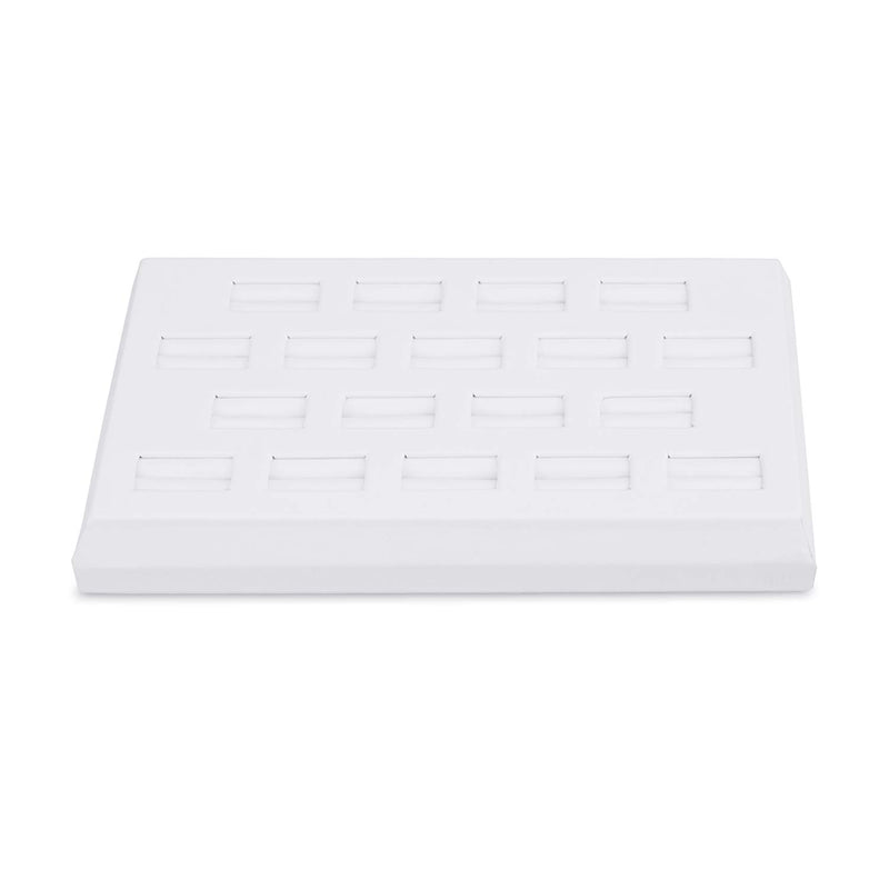 [Australia] - Mooca Premium White Leatherette 18 Slots Ring Tray Display, Slotted Ring Showcase Display Jewelry Organizer Stand, Jewelry Ring Holder for Showcase 