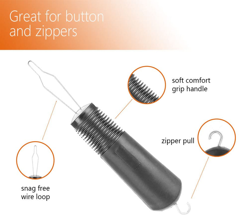 [Australia] - 2 Pack Button Hook and Zipper Pull Helper - Dressing Button Aid Assist Tool for Arthritis Disabled Elderly - 2 in 1 Dressing Aids Tool 