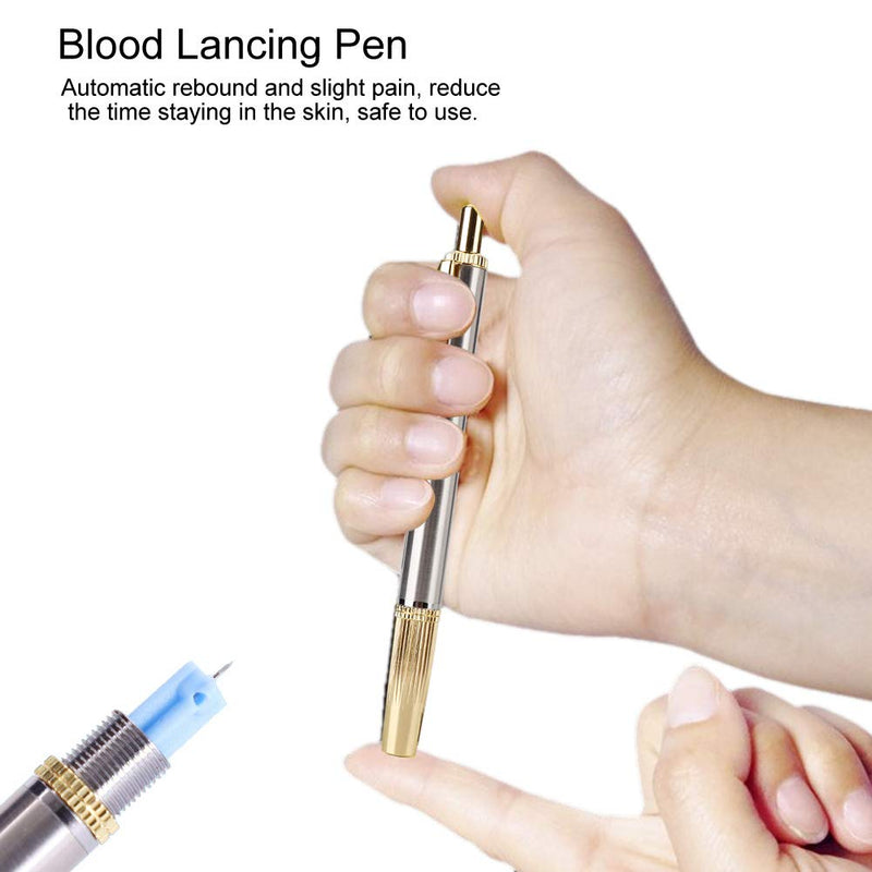 [Australia] - Automatic Blood Lancing Pen, Needle Sticking Automatic Rebound Service Life Adjustable Lancing Device Made of Stainless Steel for Blood Test 