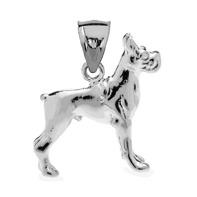 [Australia] - Sterling Silver 3D Boxer Dog Charm Pendant Necklace with 20" chain 