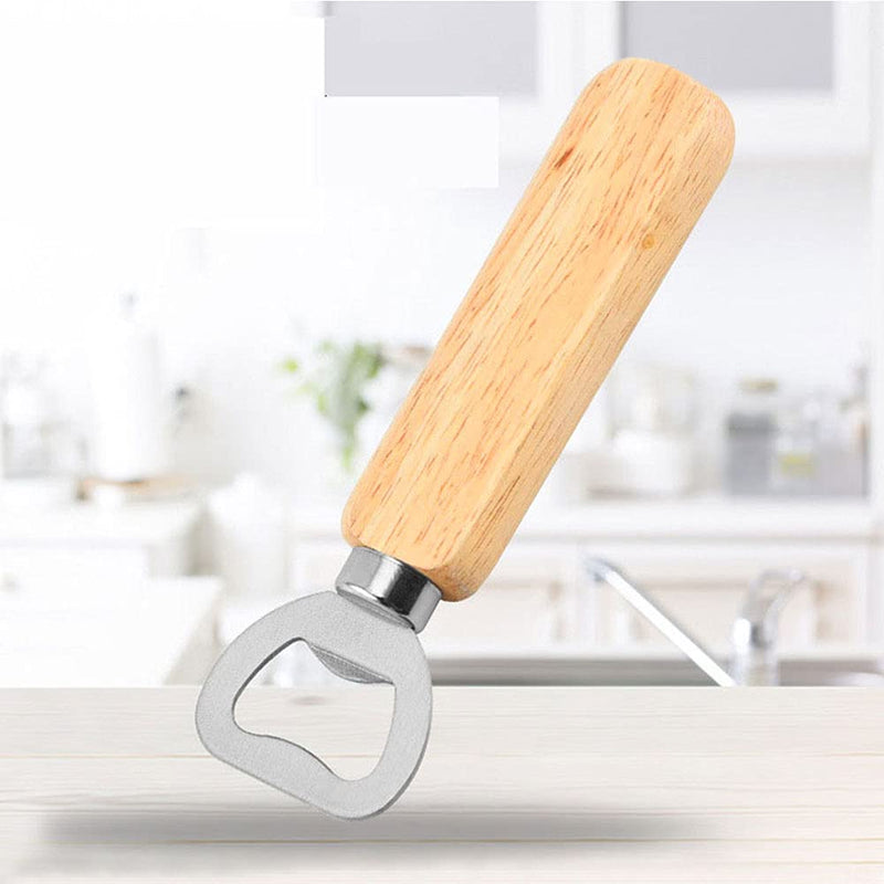 [Australia] - 4 Pcs Wooden Handle Beer Bottle Opener Personalised Bottle Opener for Bottle Cap Tools,Beer Gift for Men 